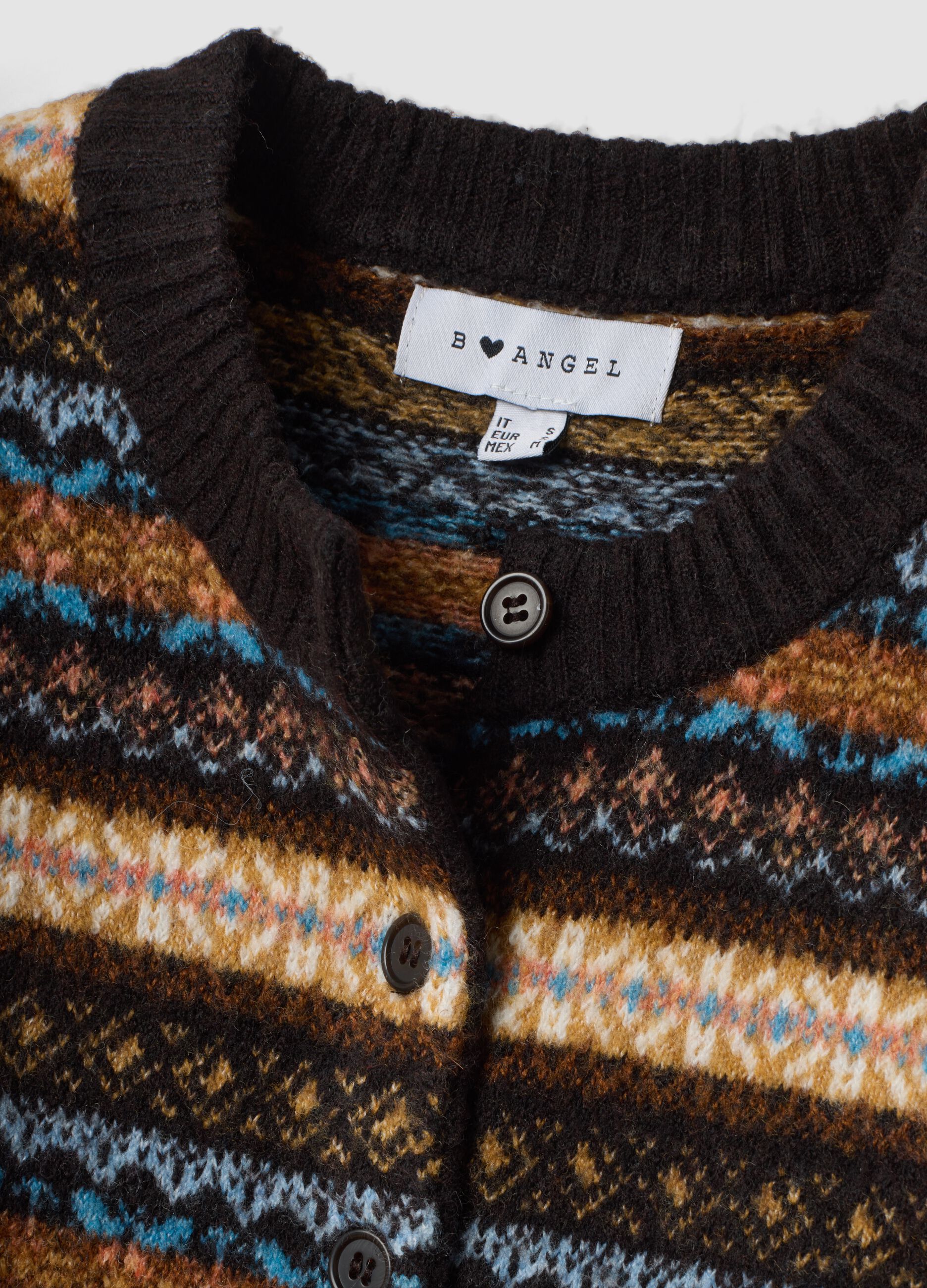 Multicolour regular-fit stretch wool cardigan