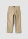 Pantaloni chino beige in cotone elasticizzato a coste_0