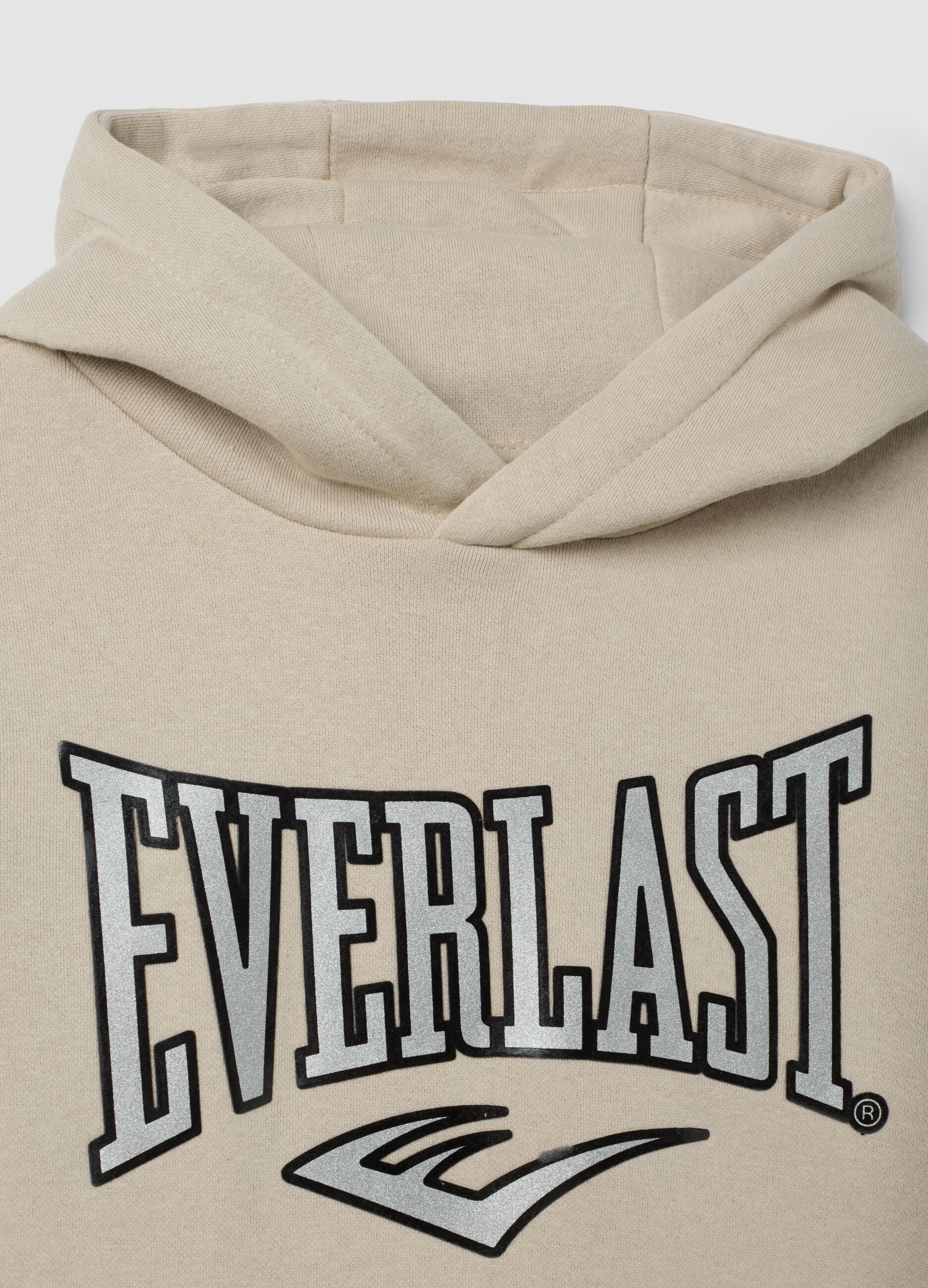 Beige cotton-blend hoodie