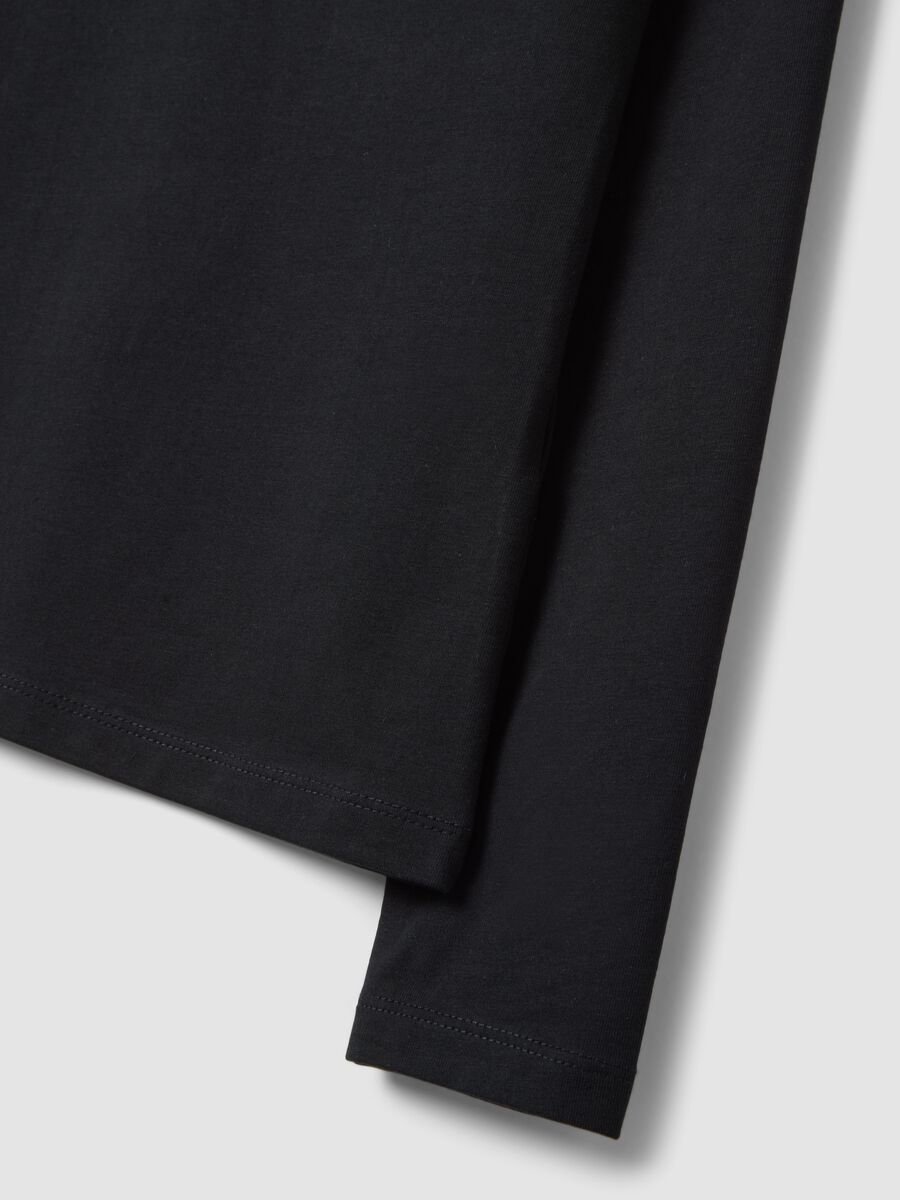 Black stretch organic cotton crew-neck top_5