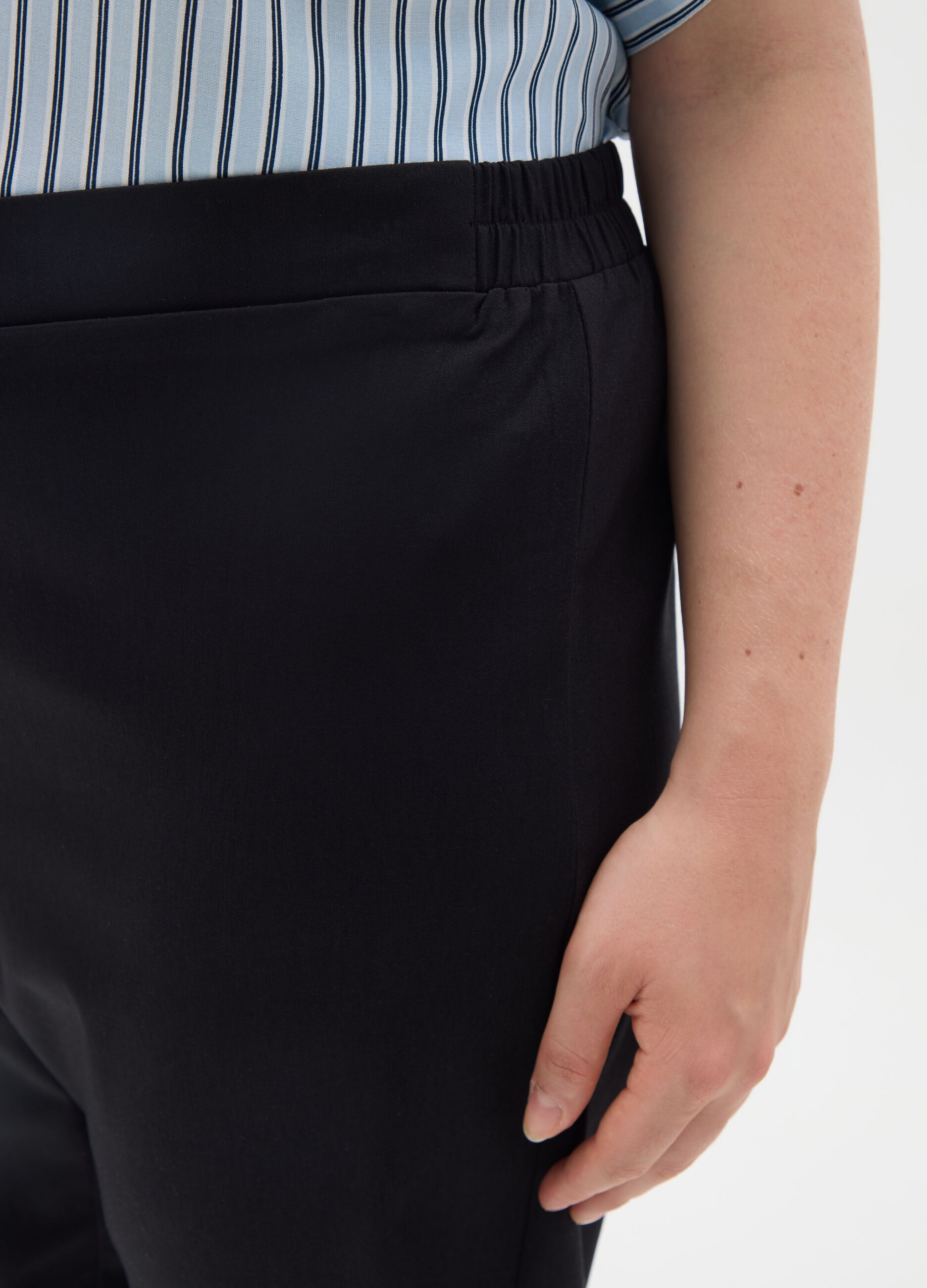 Women's Black Stretch Viscose Blend Leggings