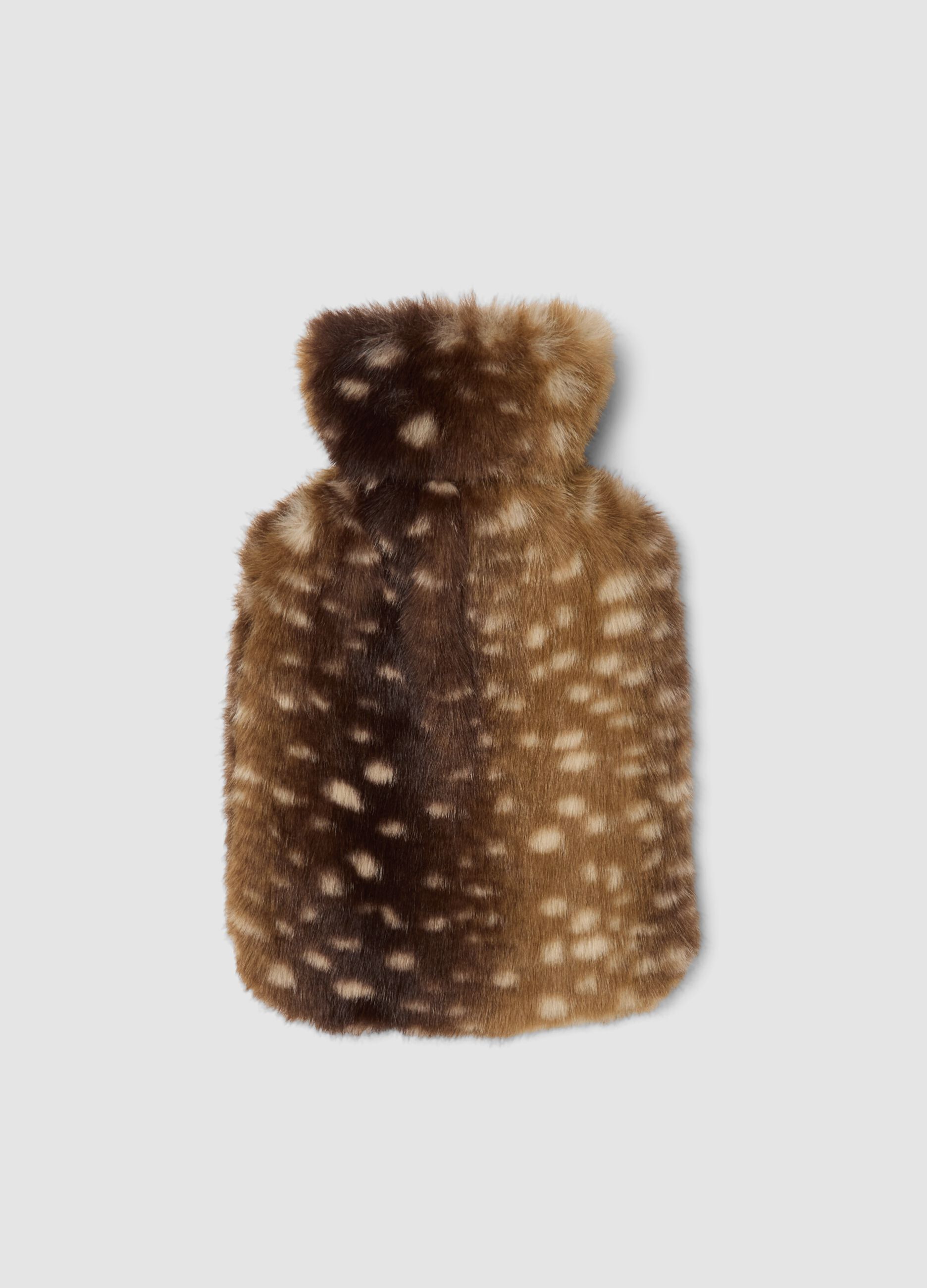 Brown hot water bottle with animal-print effect