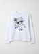 White pure cotton crew-neck sweatshirt with print_0
