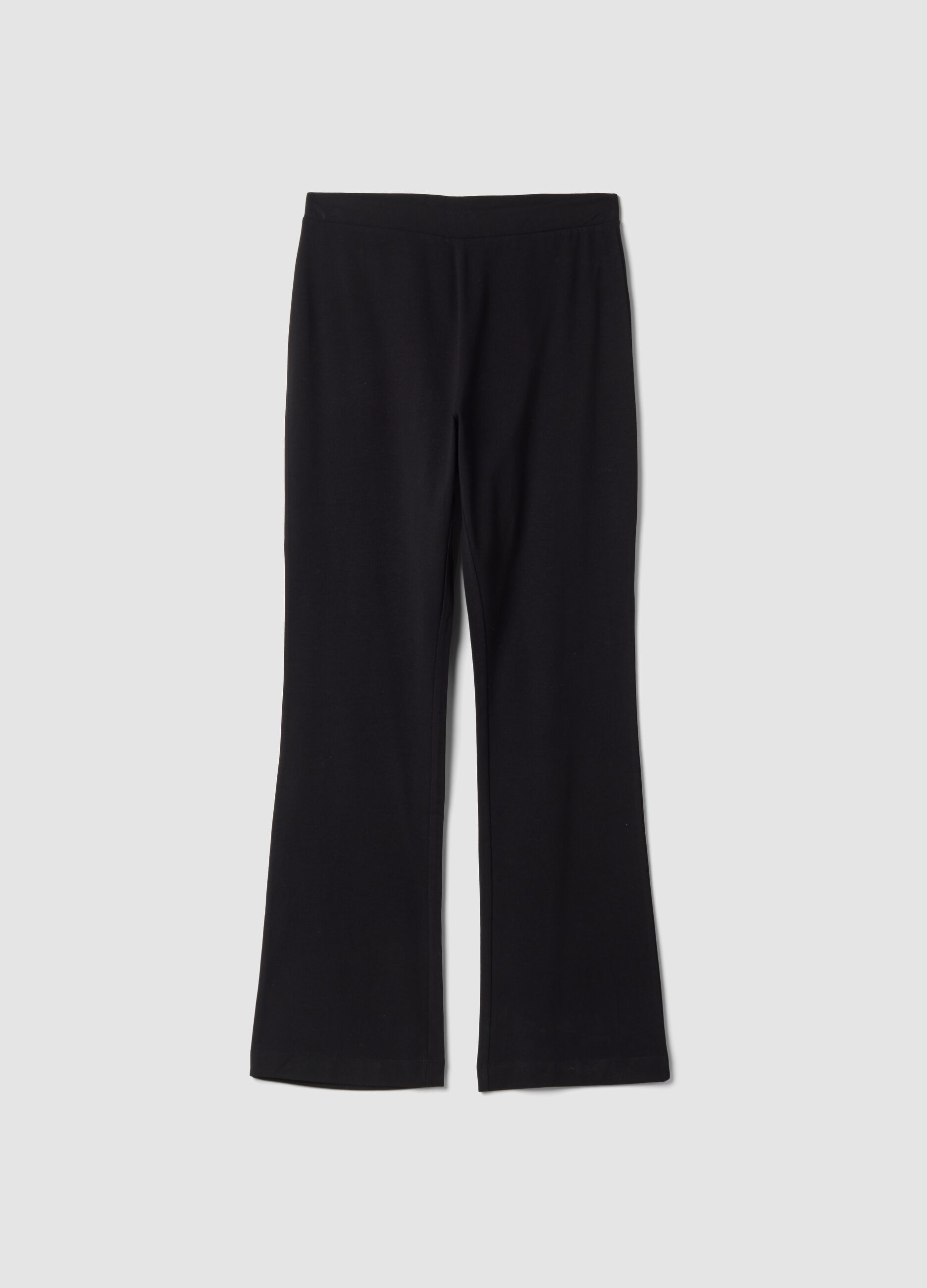 Leggings flare neri in cotone elasticizzato