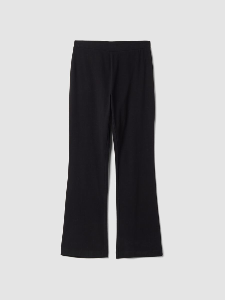 Black flared stretch cotton leggings_0