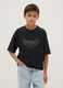 Black pure cotton over fit boy's t-shirt with print_0