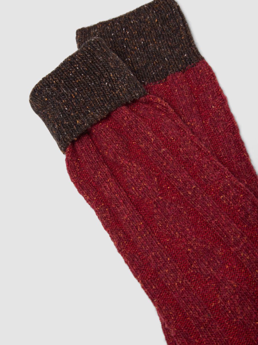 Red short socks in stretch wool and silk_1