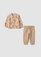 Light brown stretch cotton set with cute animal print_0