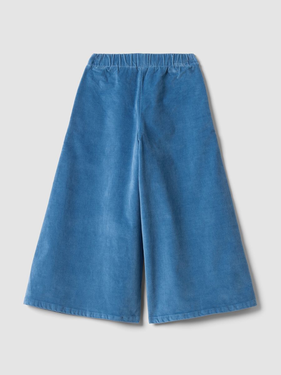 Light blue wide-leg stretch cotton trousers_1