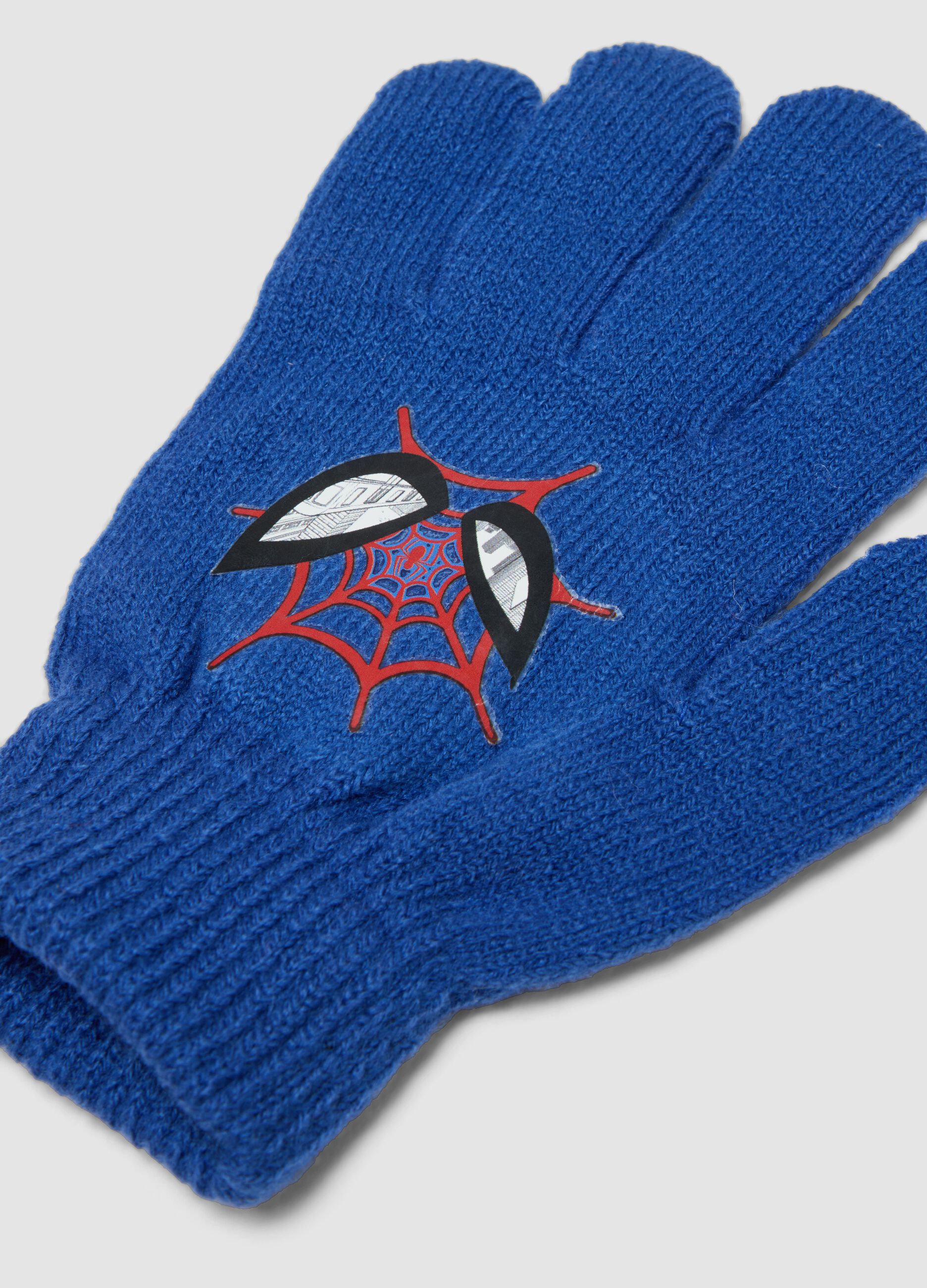 Blue gloves with MARVEL Spider-Man print