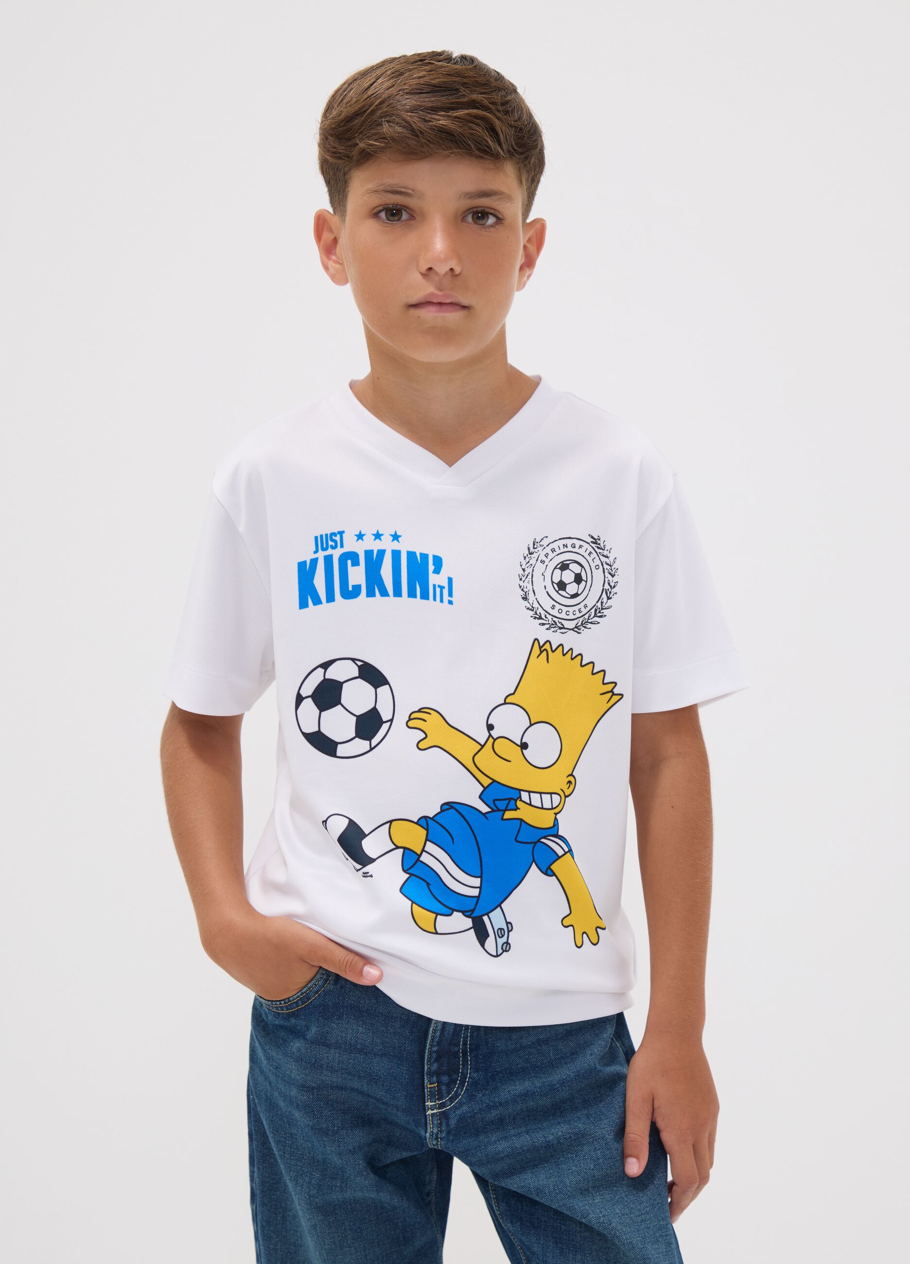 White Simpsons print T-shirt, regular fit