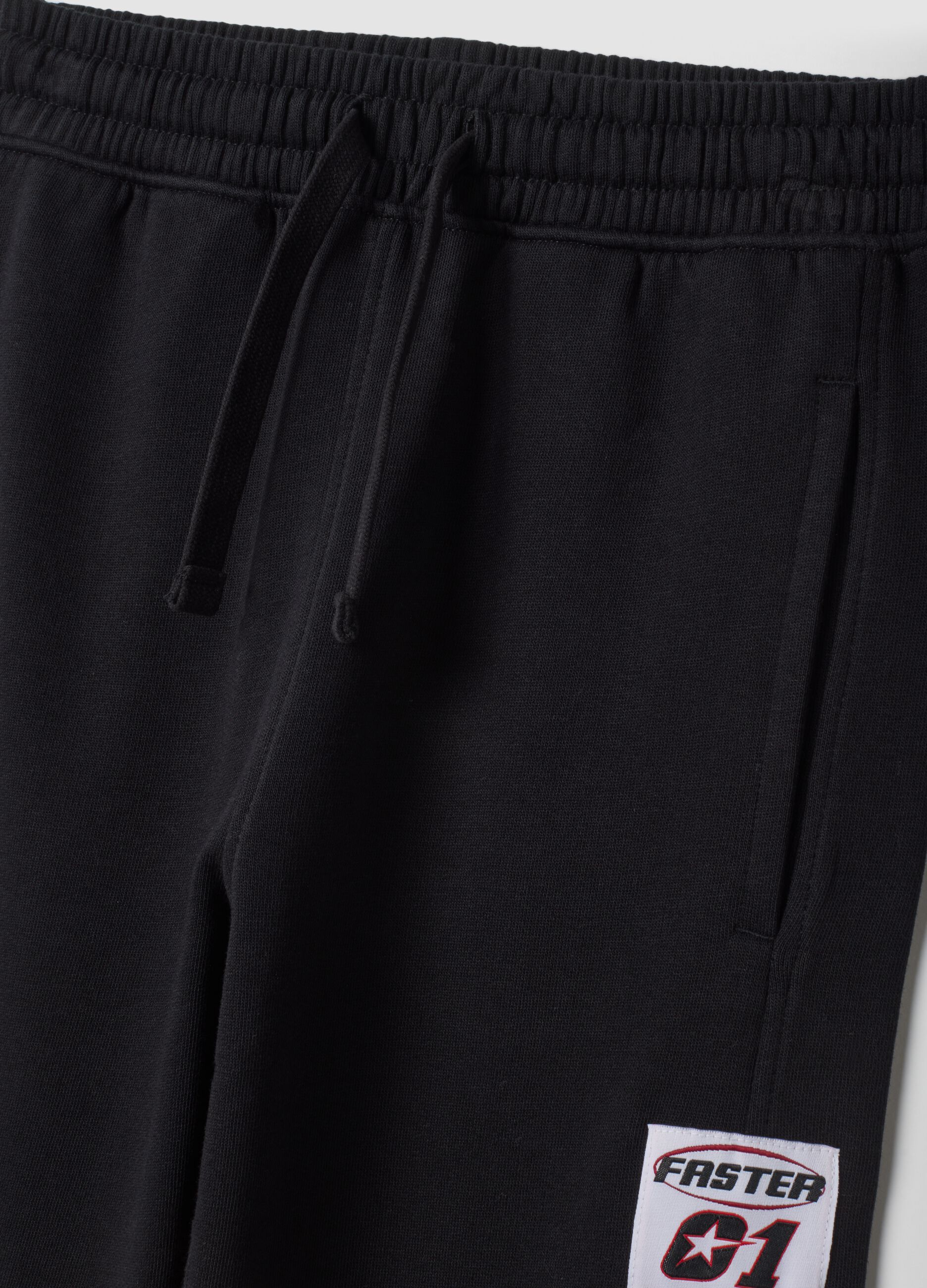 Pantaloni jogger neri in puro cotone relaxed fit