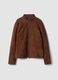 Brown genuine leather jacket with zip, regular fit_4