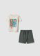 Beige pure cotton T-shirt and shorts set for baby boy, regular fit_0