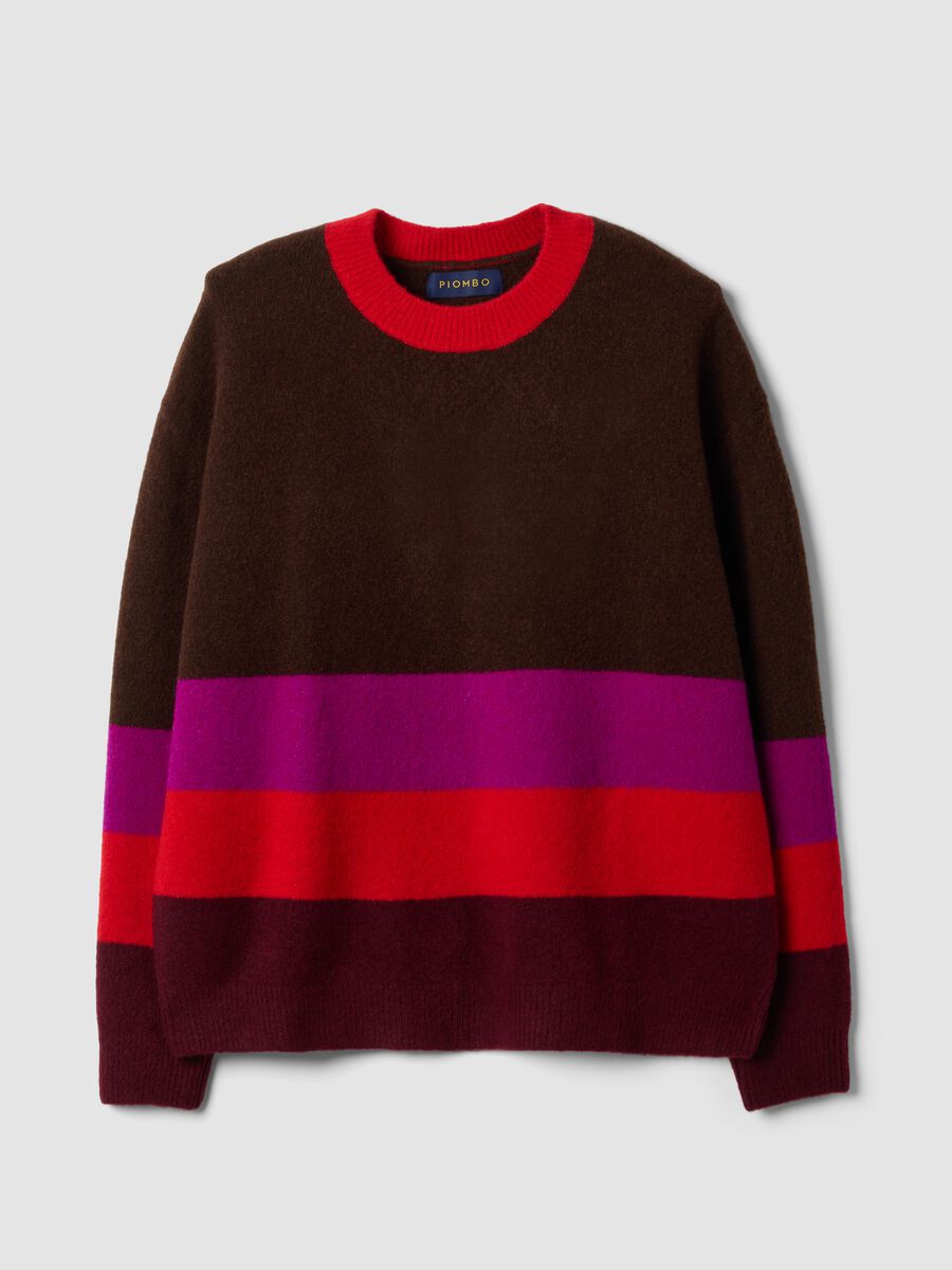 Dark brown striped stretch-wool crew-neck jumper_0