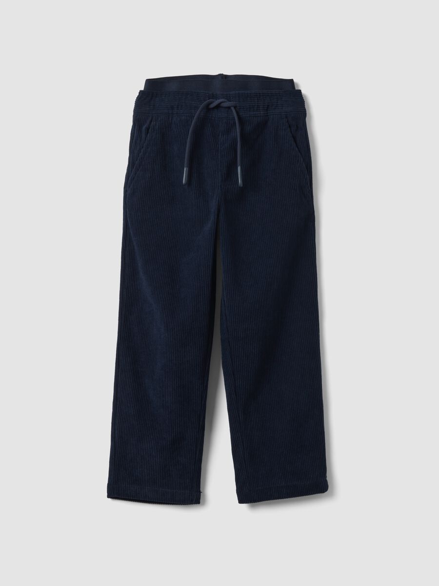 Blue ribbed regular-fit joggers with elasticated waist_0