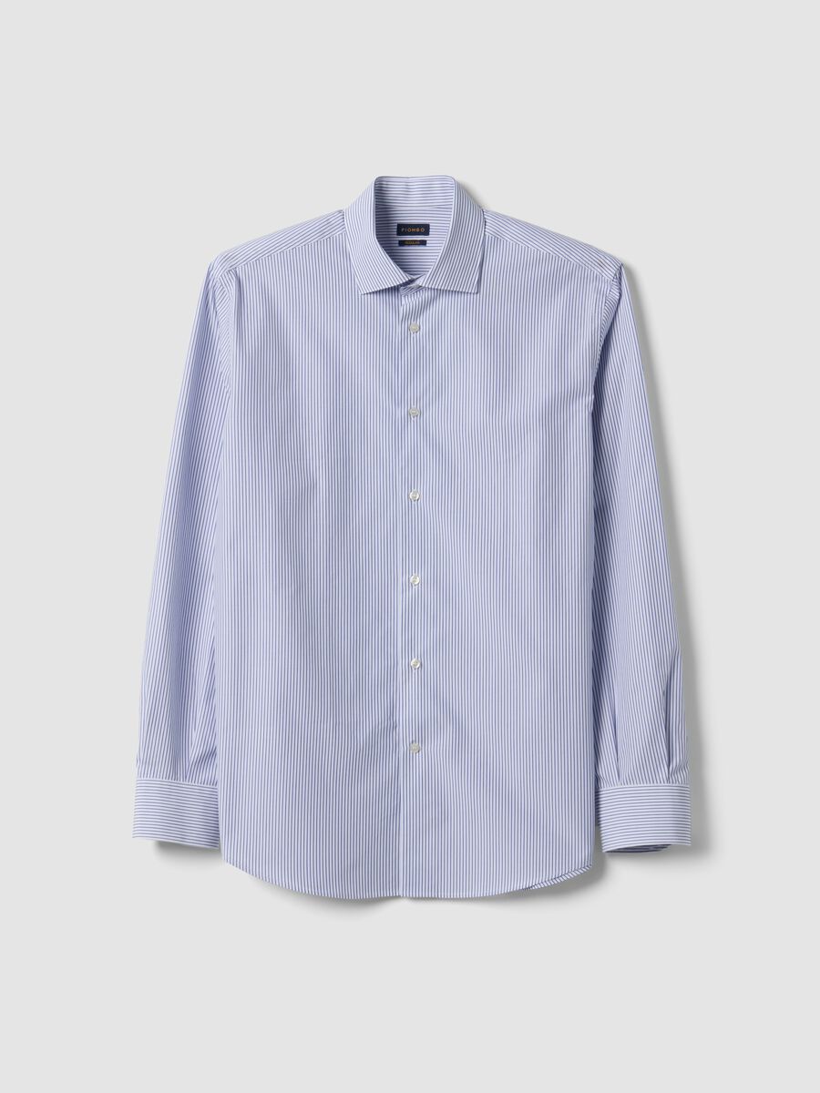 Blue striped pure cotton shirt, regular fit_0