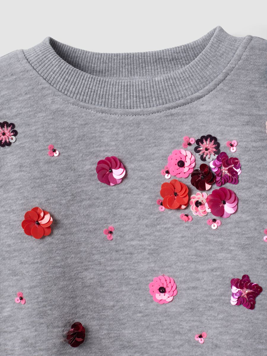Grey cotton-blend crew-neck sweatshirt with sequins_4