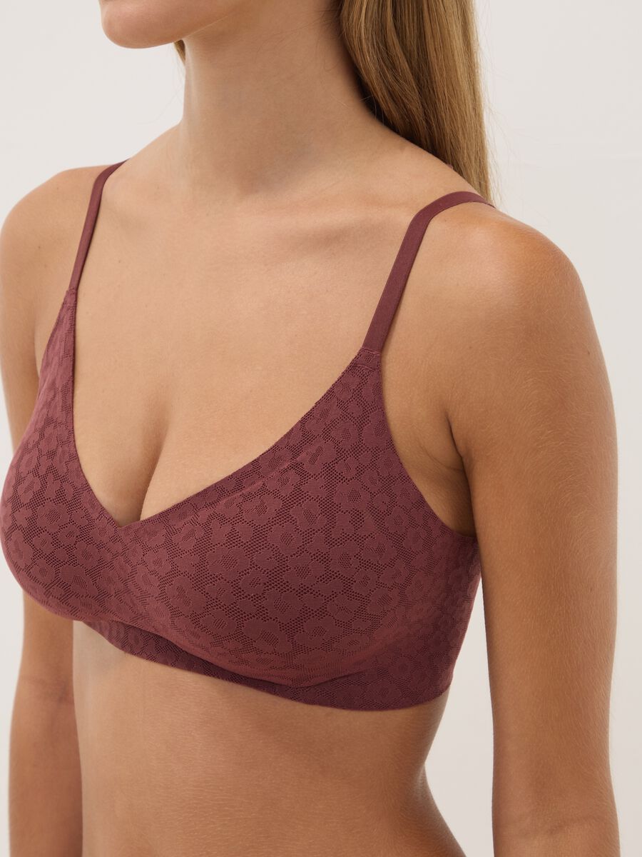 Red lace stretch-fabric bralette bra_2
