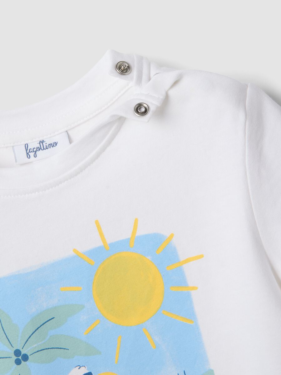 White pure cotton T-shirt for baby boy with print_2