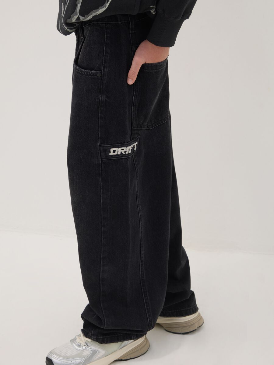 Jeans neri baggy fit in puro cotone_1