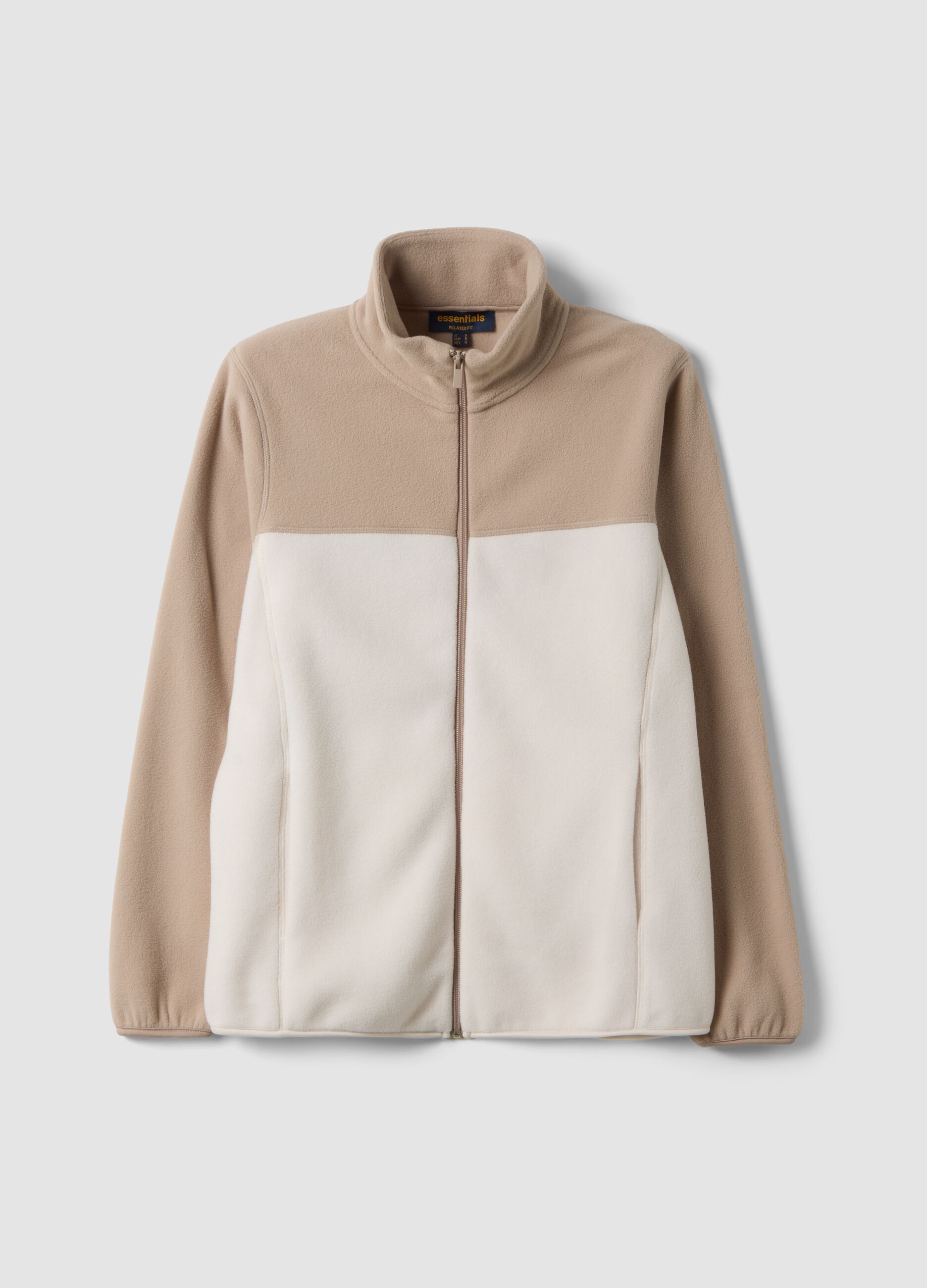 Light beige relaxed-fit zip sweatshirt