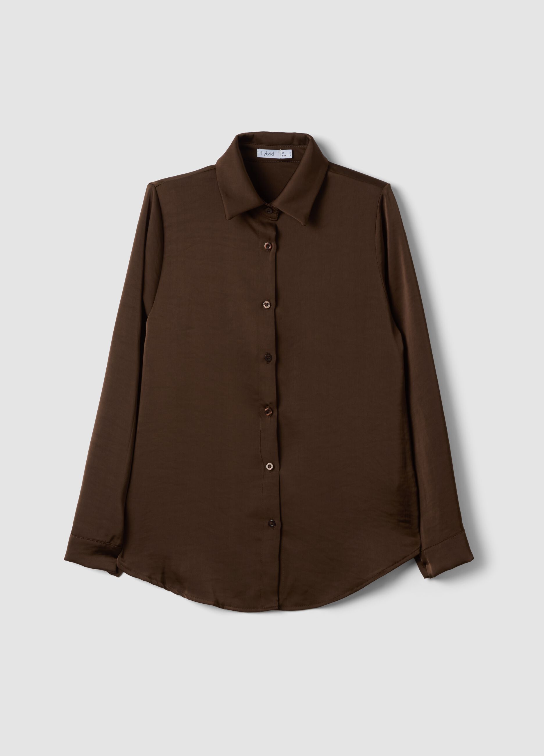 Brown regular-fit shirt with classic collar
