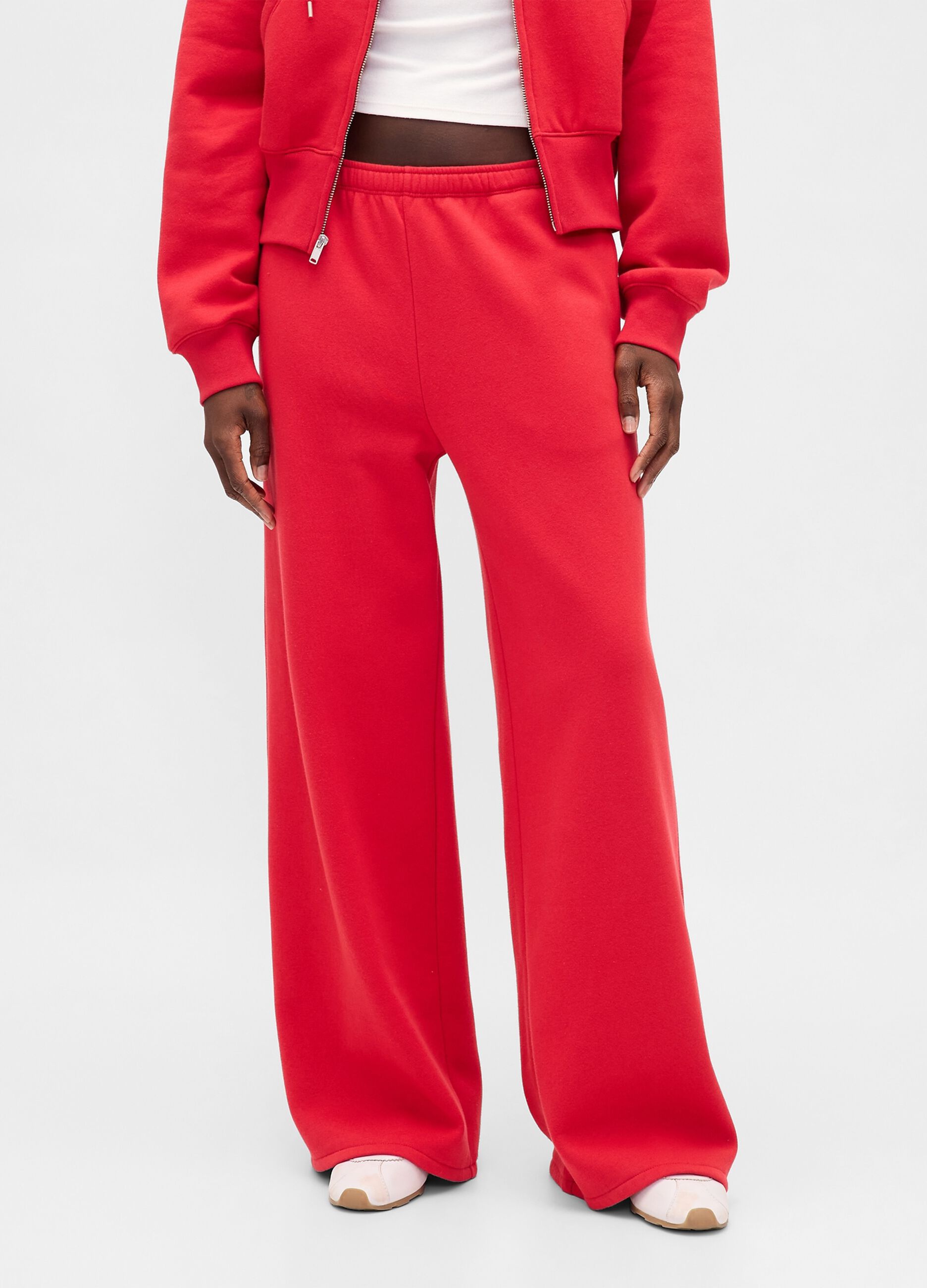 Red Cotton Blend Trousers