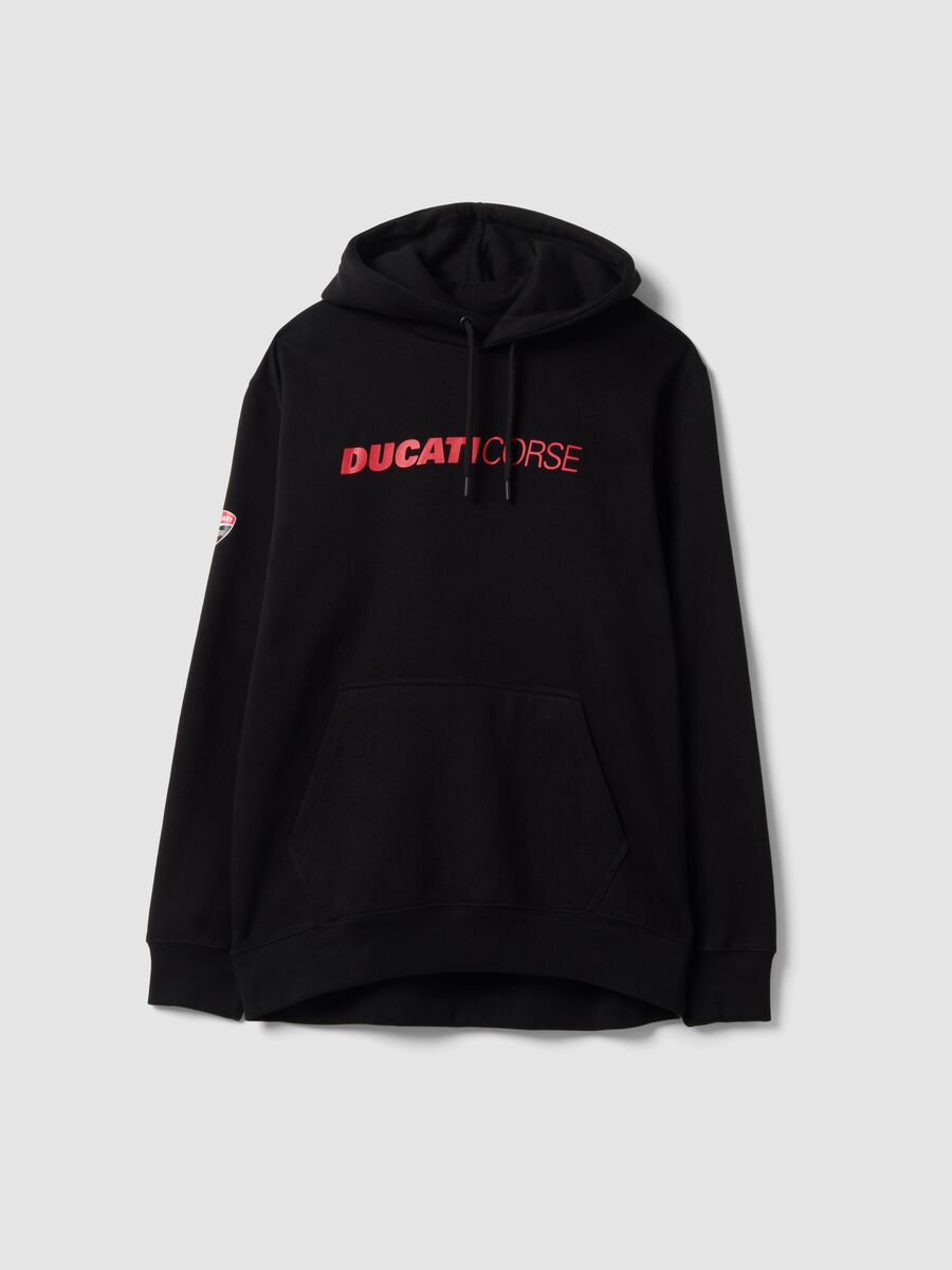 Black cotton-blend hoodie with Ducati print, relaxed fit_4