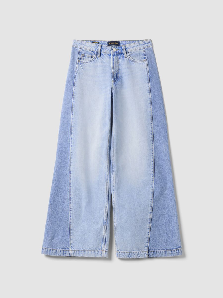 Light blue wide-leg jeans in pure cotton_4