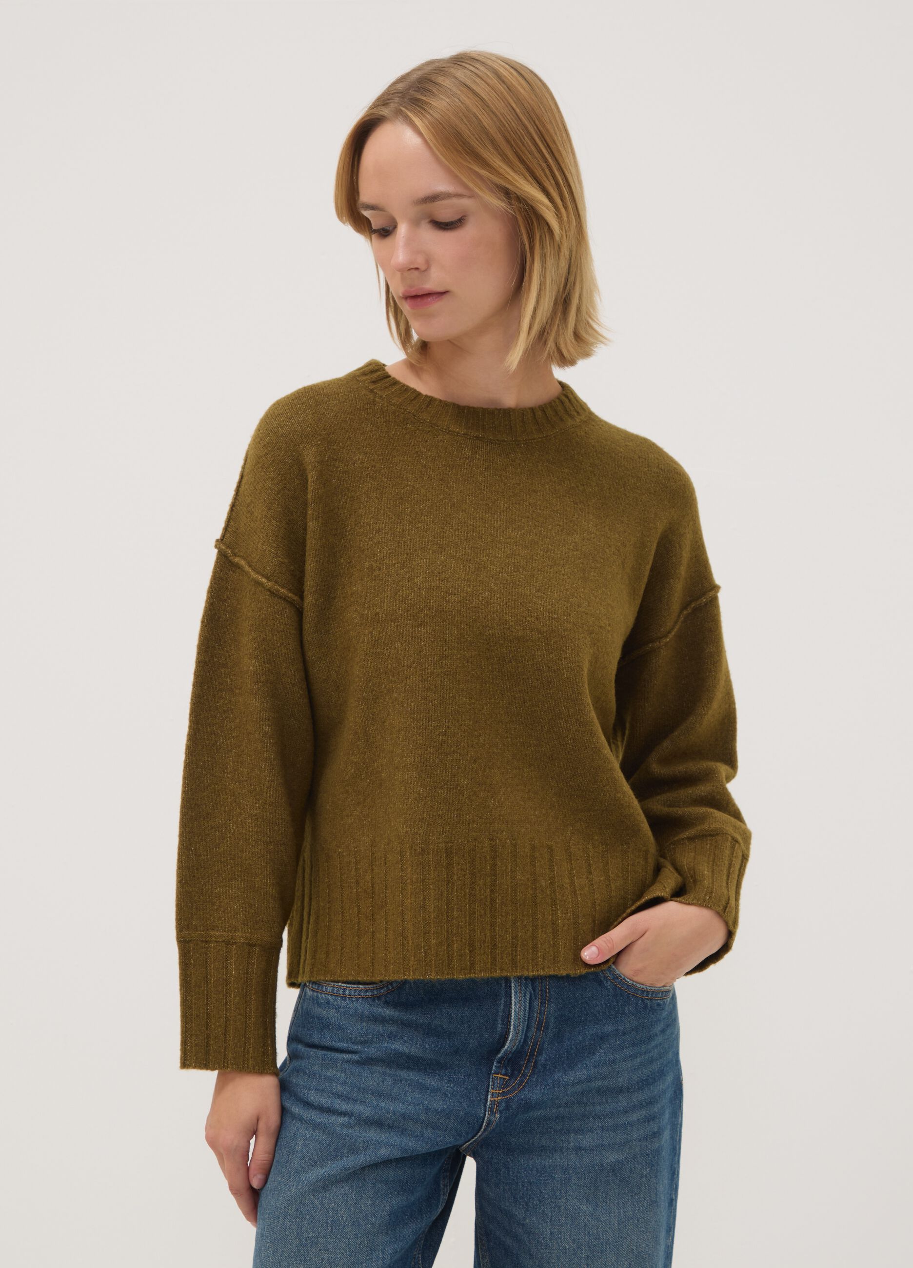 Green stretch-fabric oversized top
