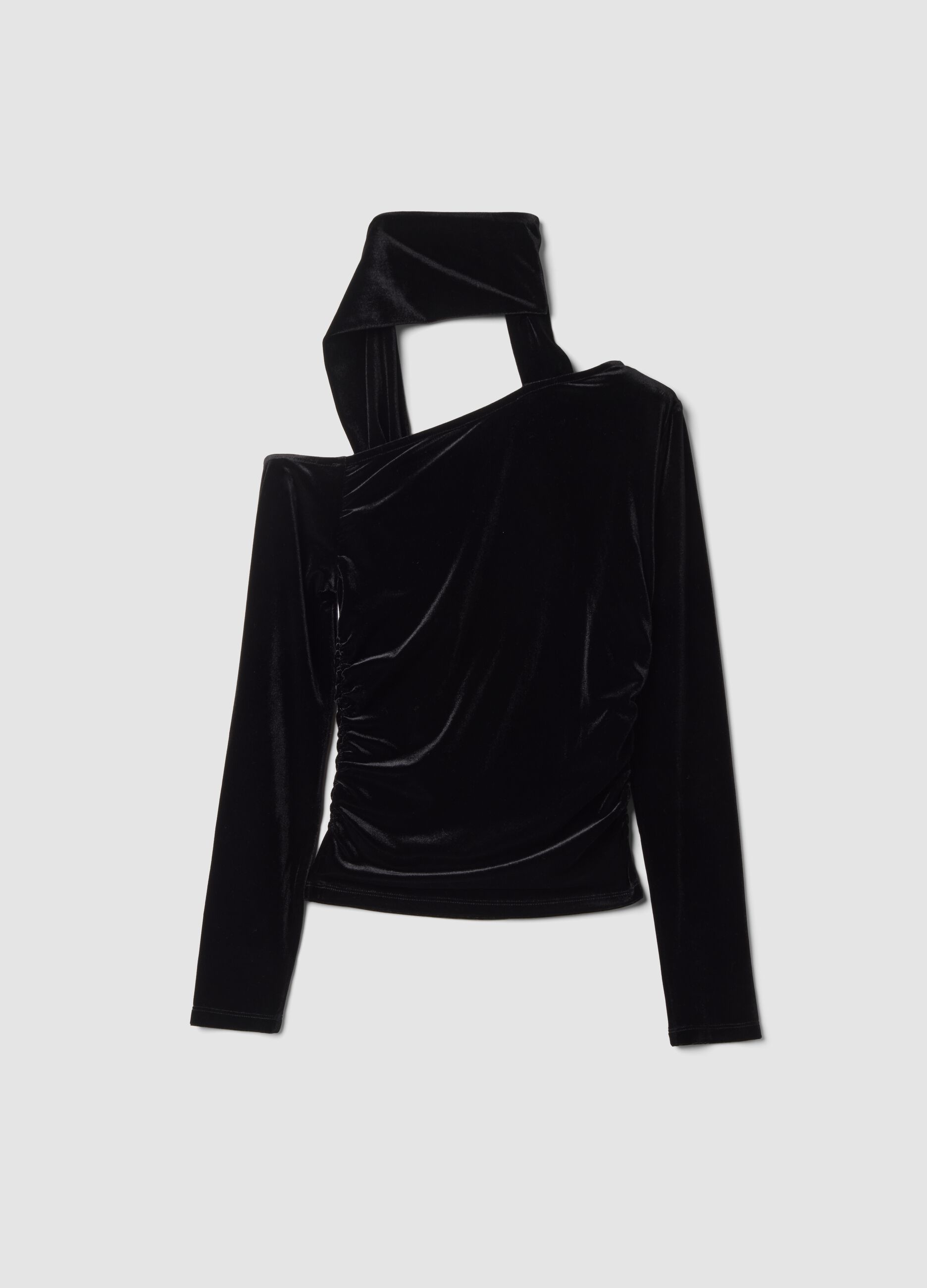 Black stretch top with crew neck