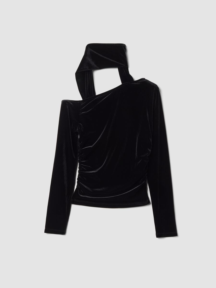 Black stretch top with crew neck_2