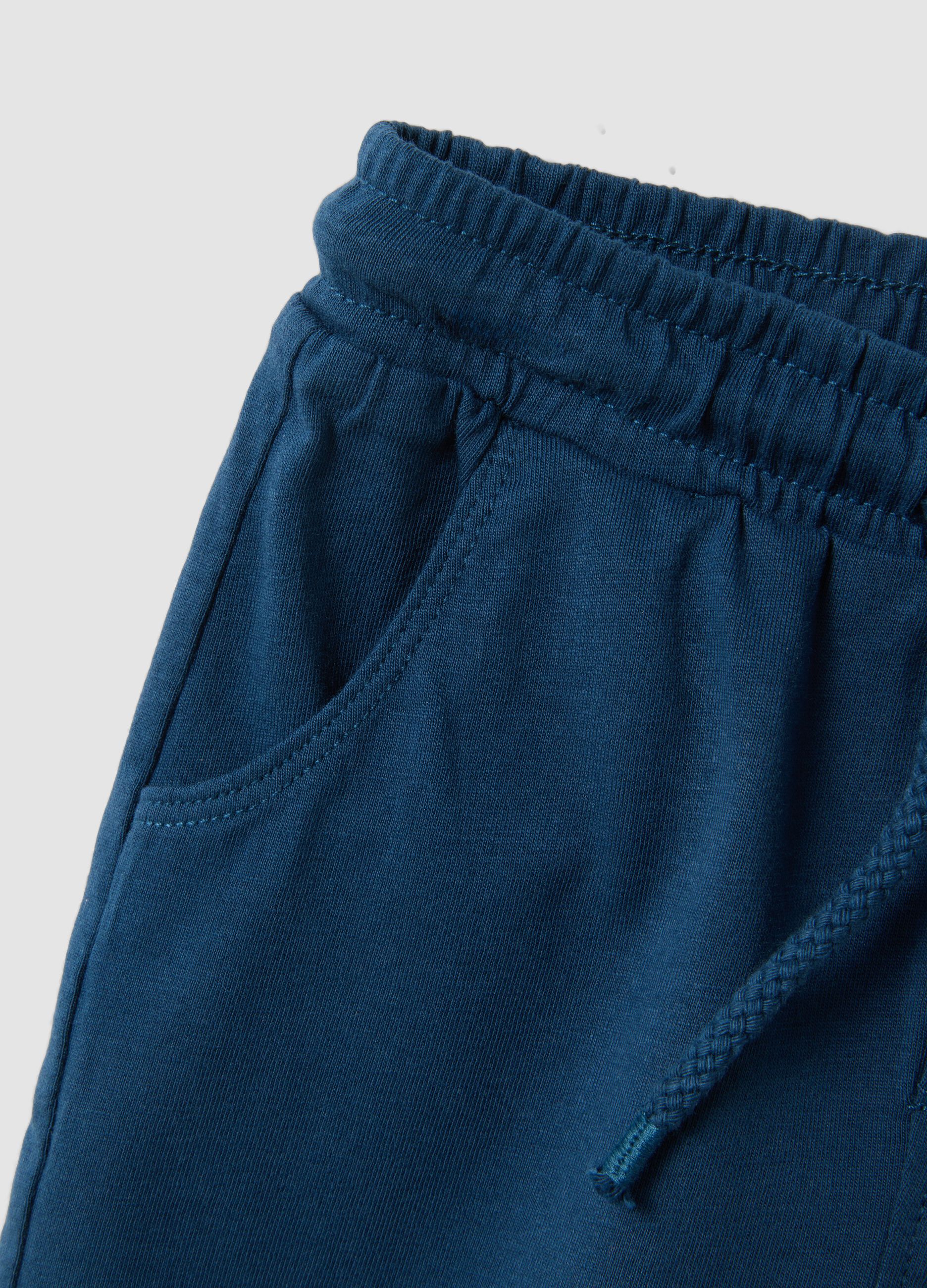 شورت قطني أزرق نقي للأولاد، بقصة عادية