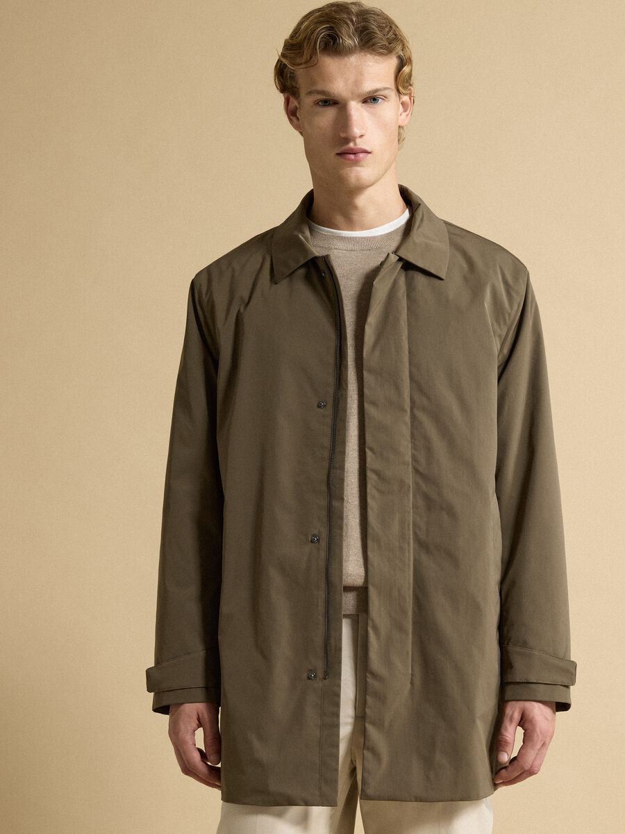 Long brown regular-fit raincoat_0