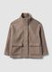Beige regular-fit jacket with high neck and patch pockets_4