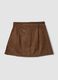 Brown stretch-fabric skirt with belt_2