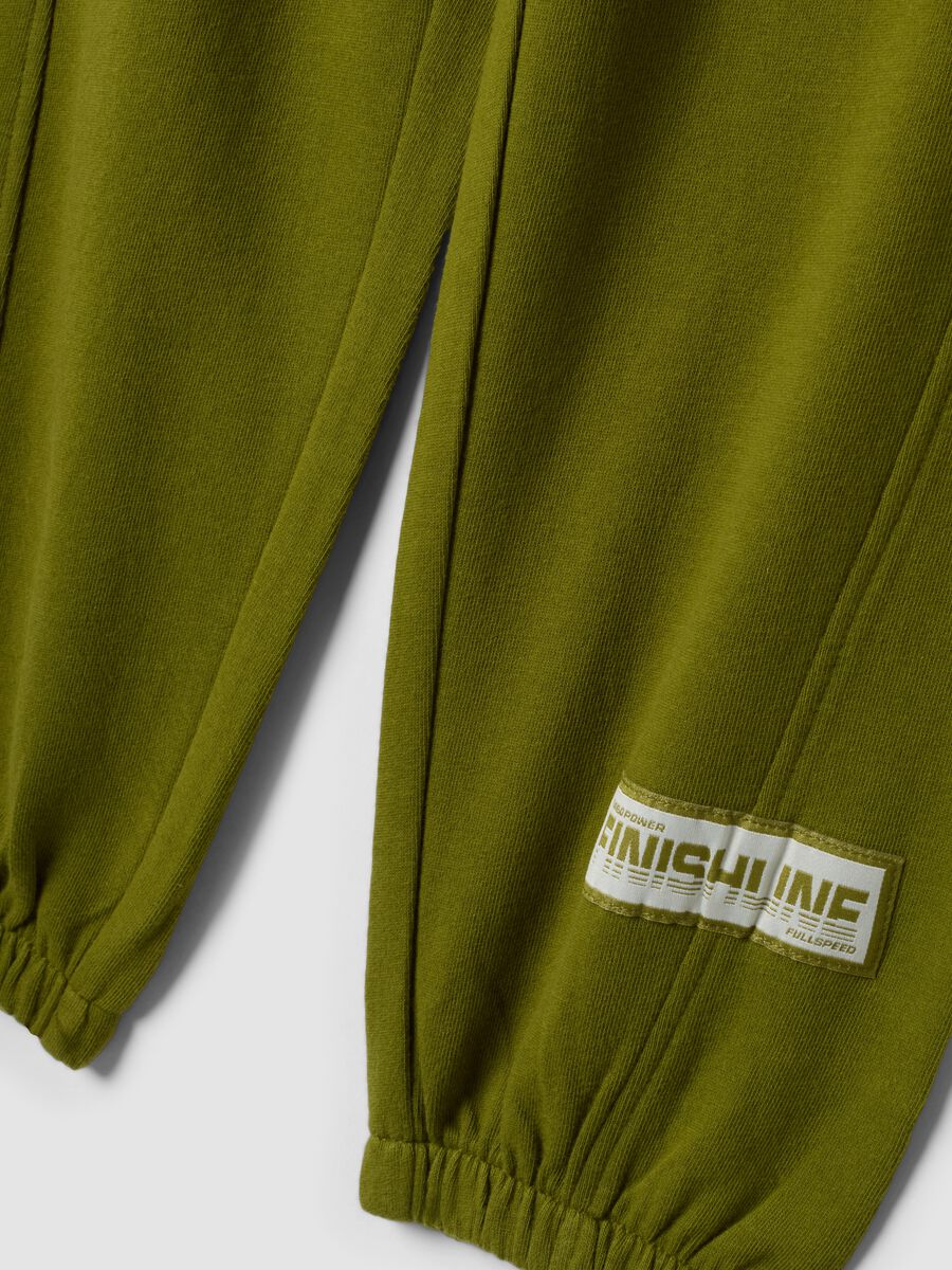 Green pure cotton joggers with elasticated cuffs_2
