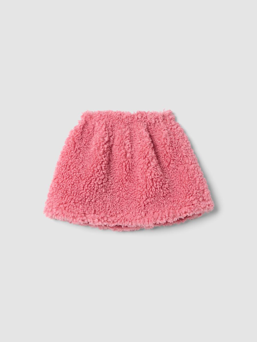 Pink teddy-effect skirt with elasticated waist_1