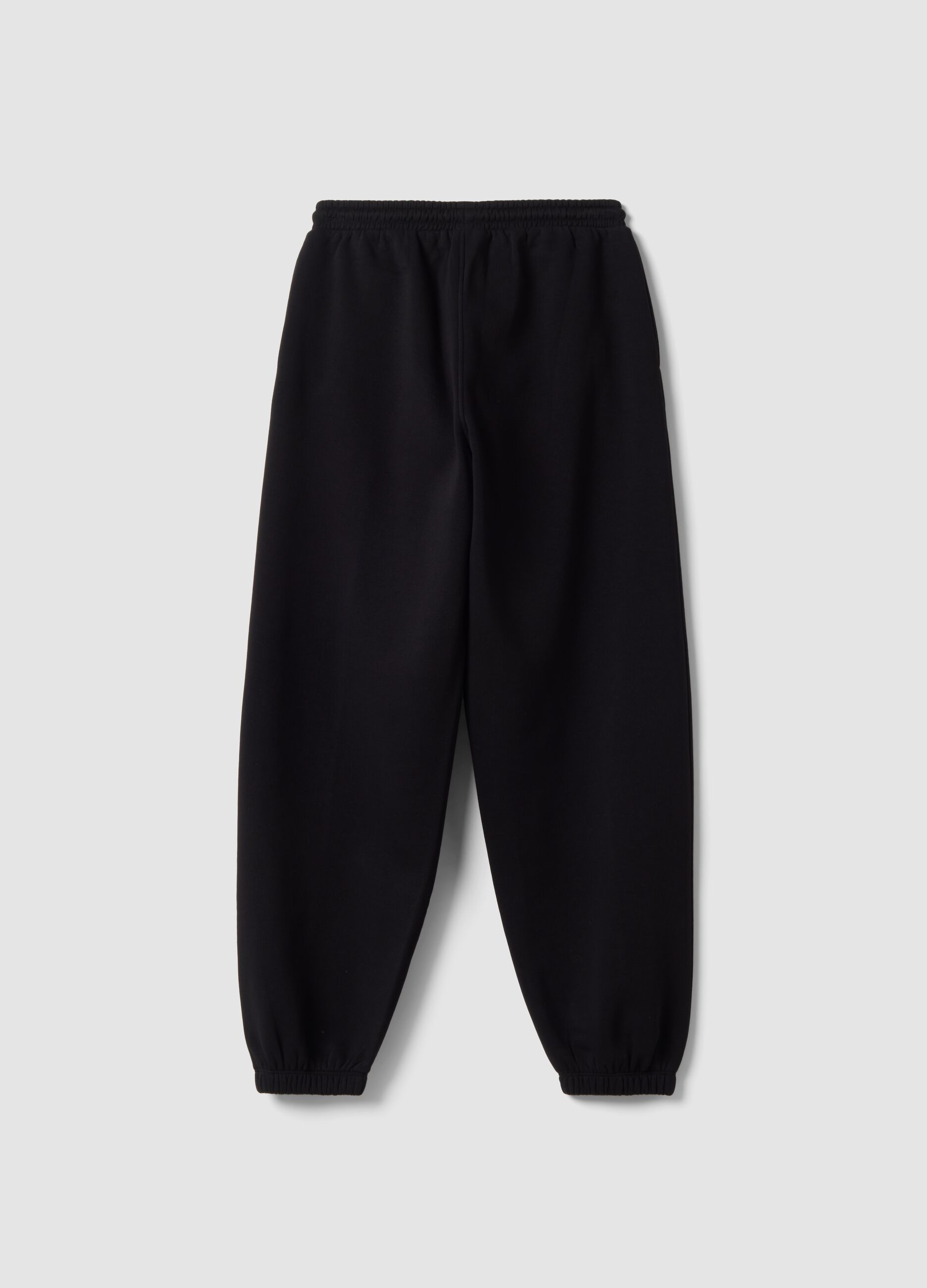 Black cotton-blend joggers with drawstring waist