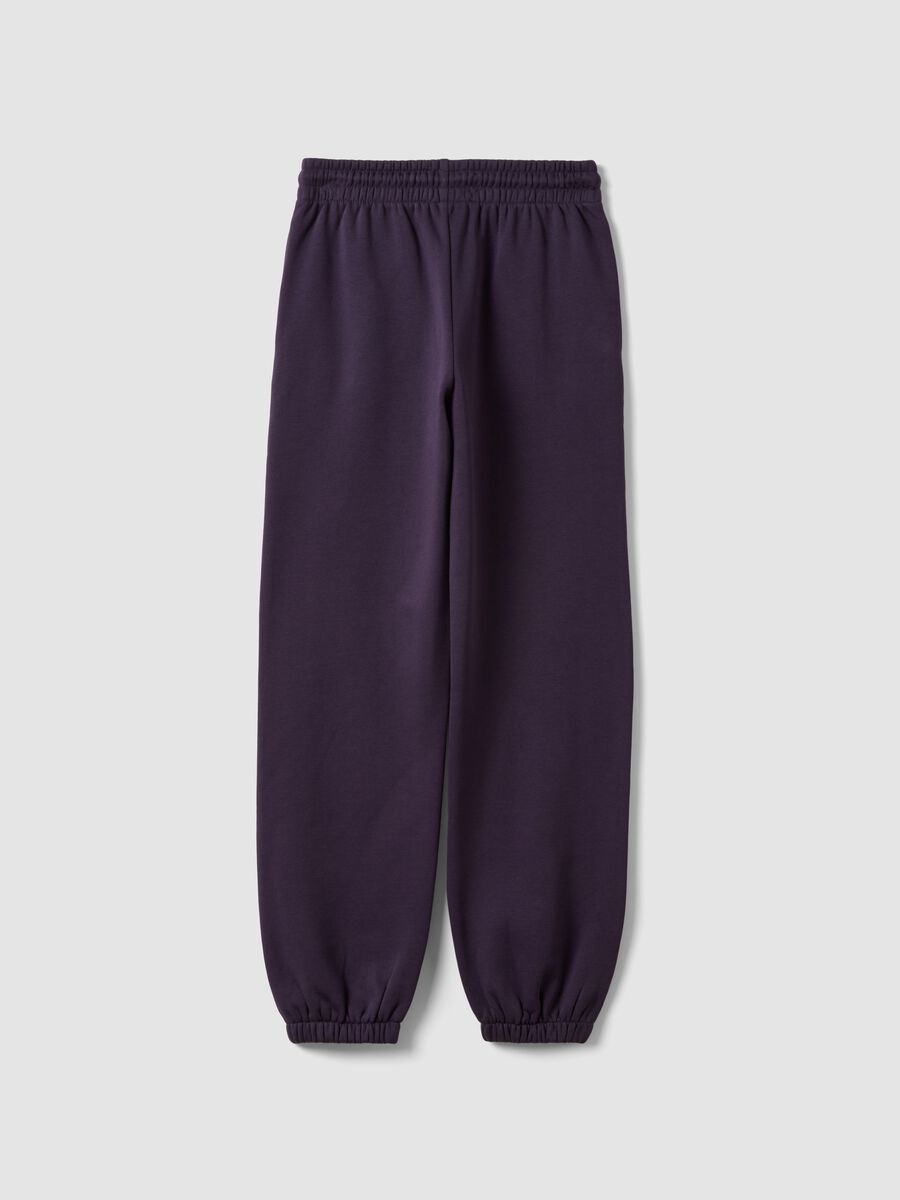 Purple cotton-blend jogger trousers with elasticated waist, regular fit_1