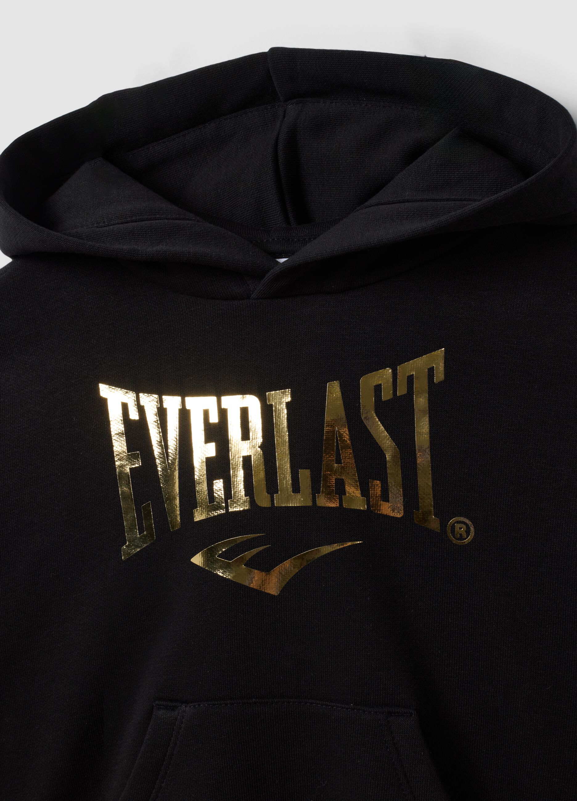 Black cotton-blend hoodie with logo for girls