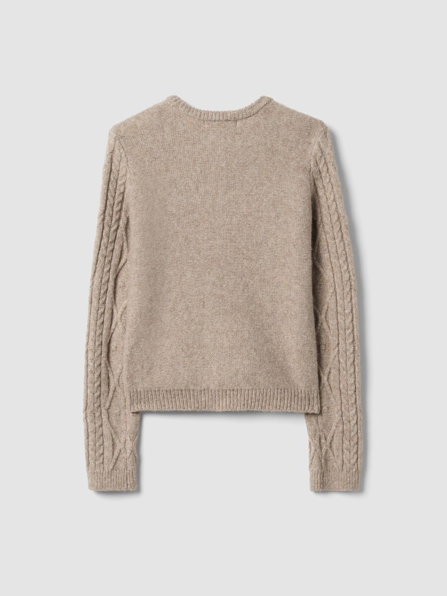 Beige cable-knit wool-blend cardigan_6