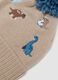 Beige hat with pom‑pom and dinosaurs_2