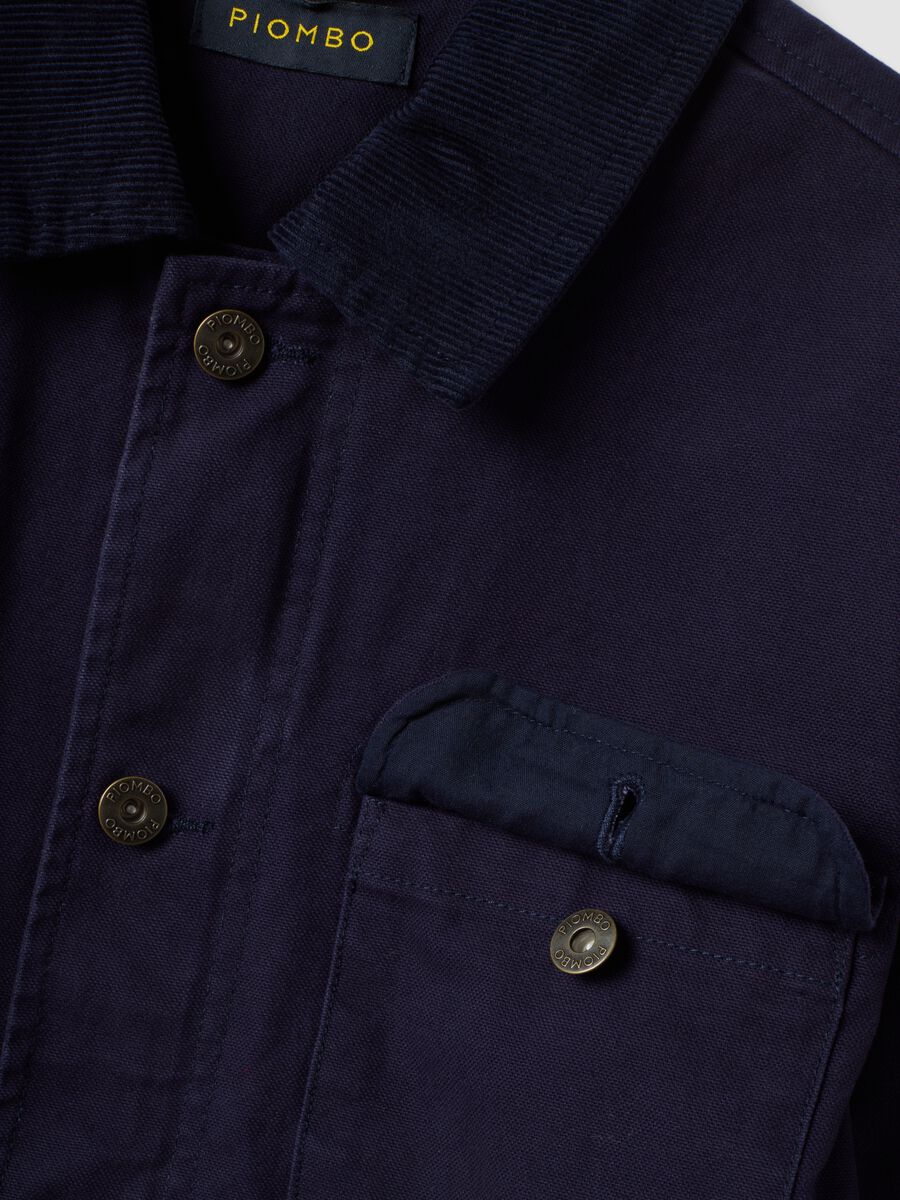 Blue pure cotton regular-fit shacket with zip_5