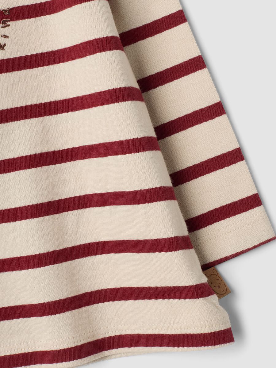 Beige striped organic cotton T-shirt with Winnie the Pooh print_3