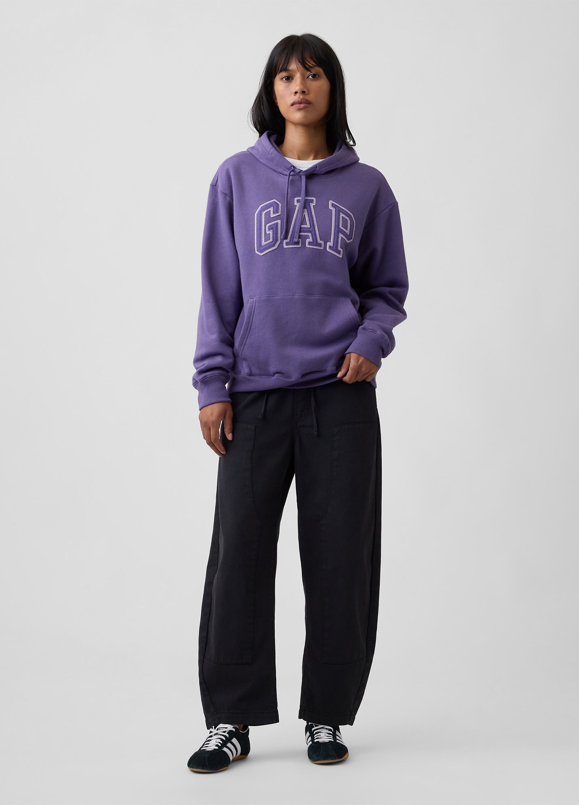 Blackberry purple cotton-blend hoodie with embroidered GAP logo
