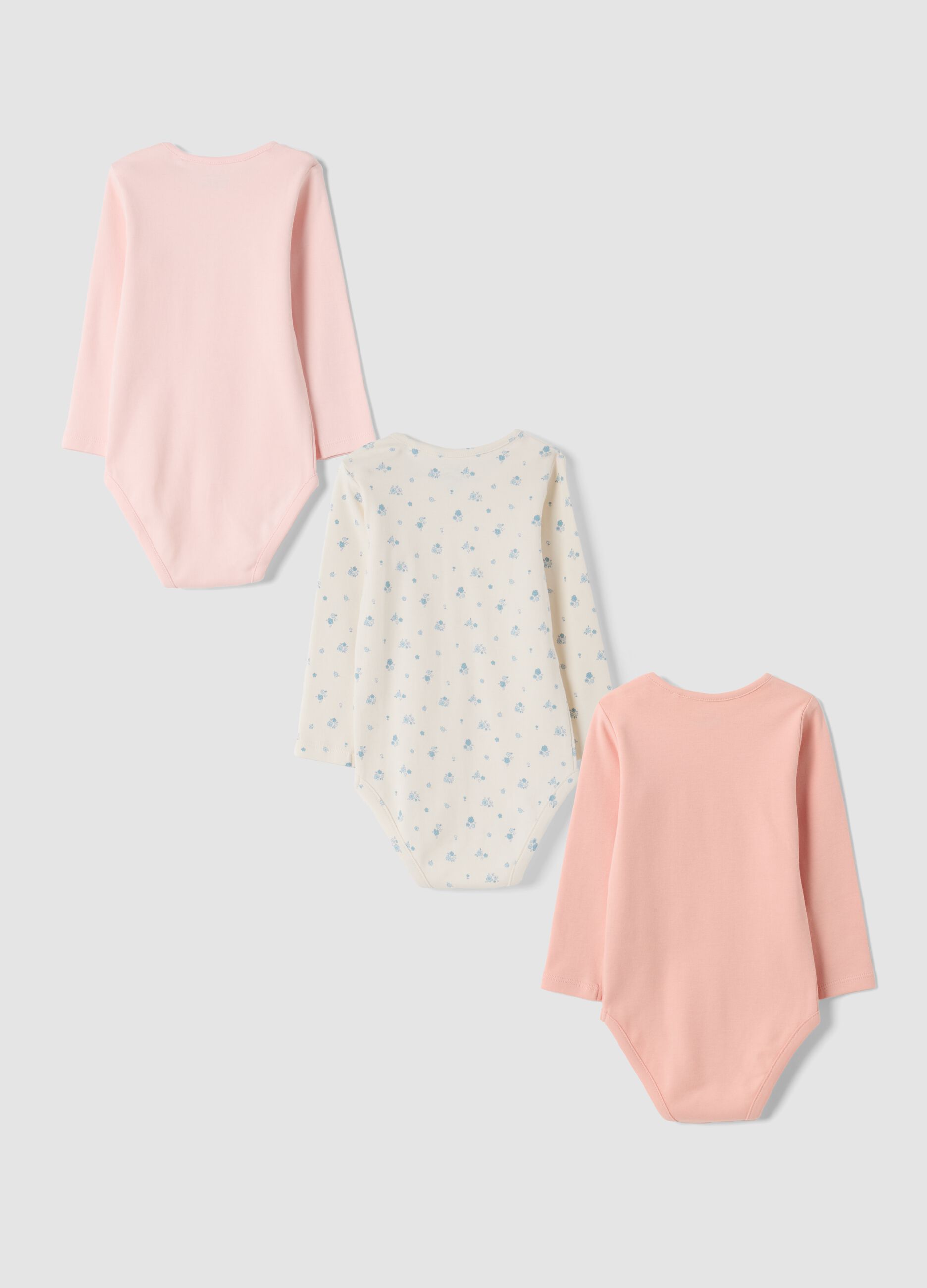 Tripack body multicolor in puro cotone organico girocollo