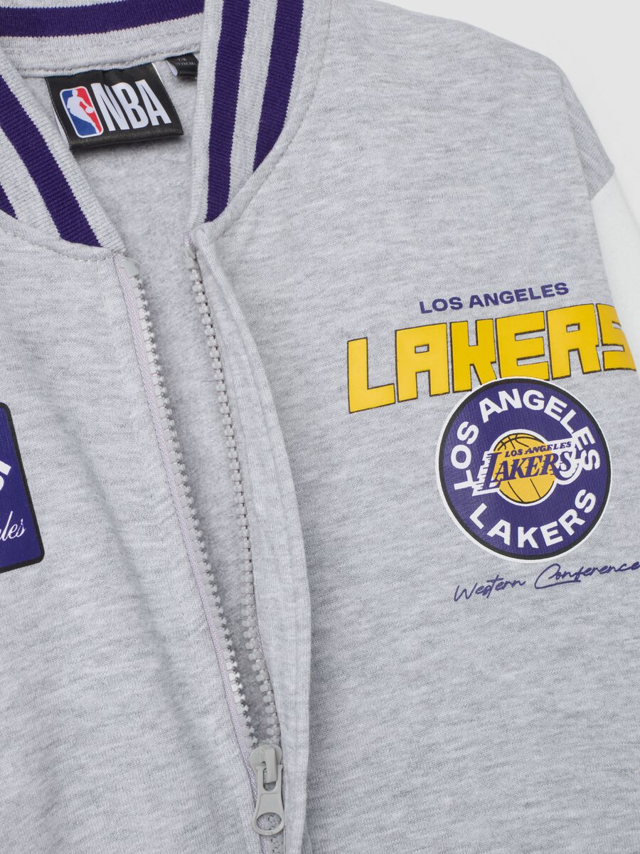 Grey marl pure cotton hoodie with Lakers print_2