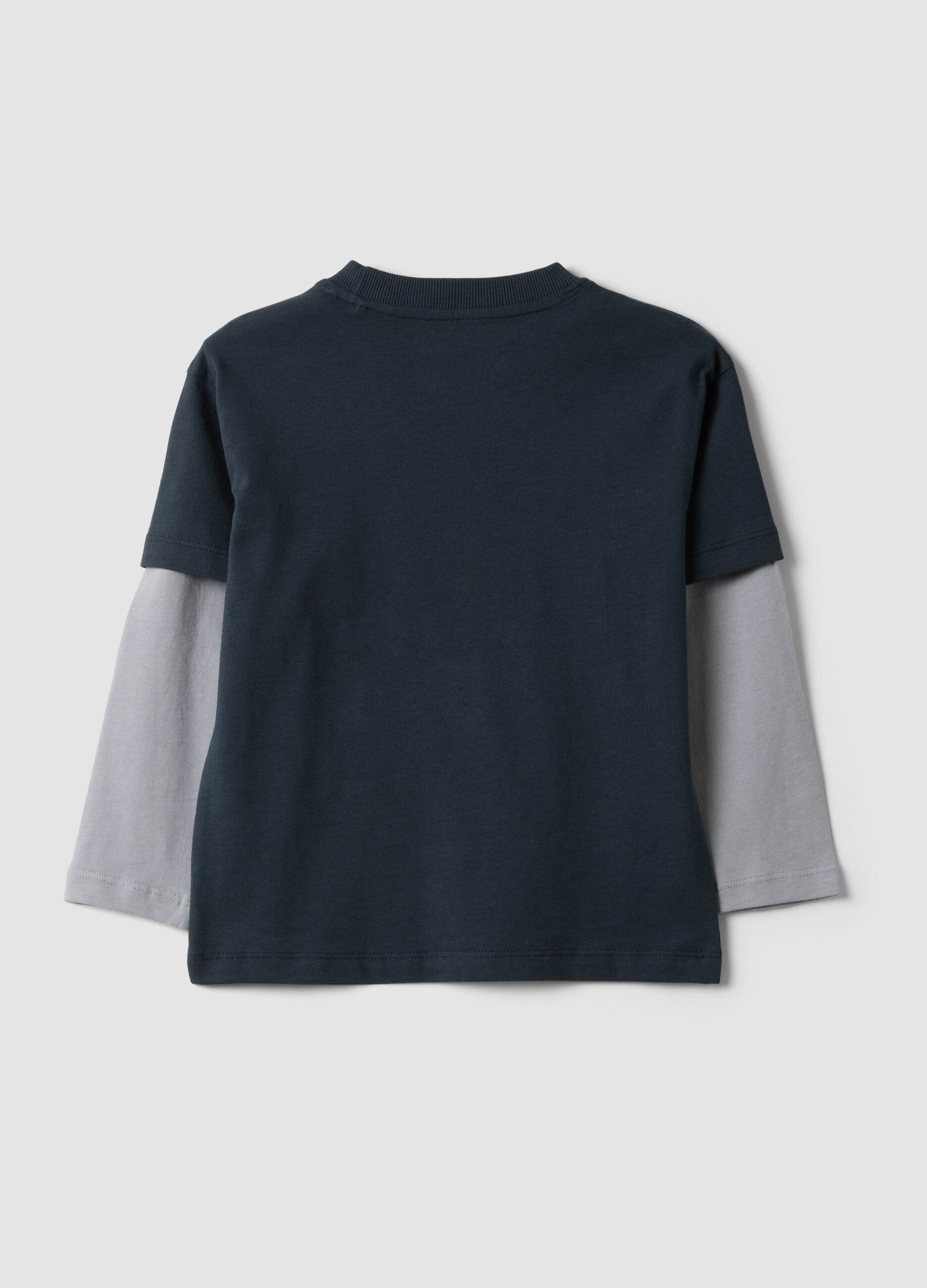 T-shirt blu notte in puro cotone con stampa